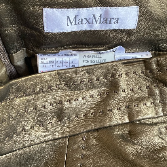 MaxMara 💯 Leather Shimmering Metallic Skirt Never Used Made in Italy 🇮🇹 - Picture 14 of 16